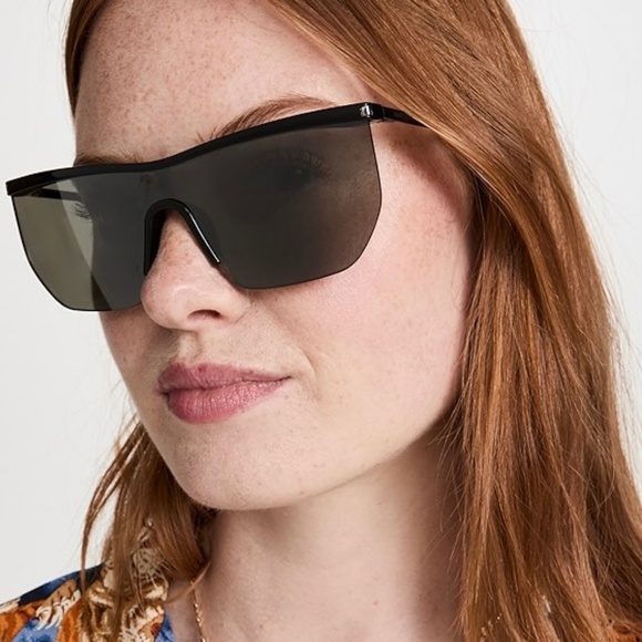 NEW SL 519 MASK 001 SAINT LAURENT BLACK OVERSIZED SL519 001 WOMEN SUNGLASSES - Picture 1 of 11